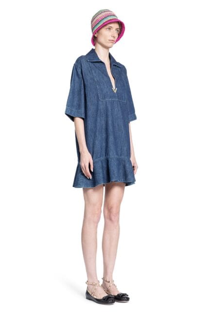 VALENTINO Signature V Polo Dress In Denim