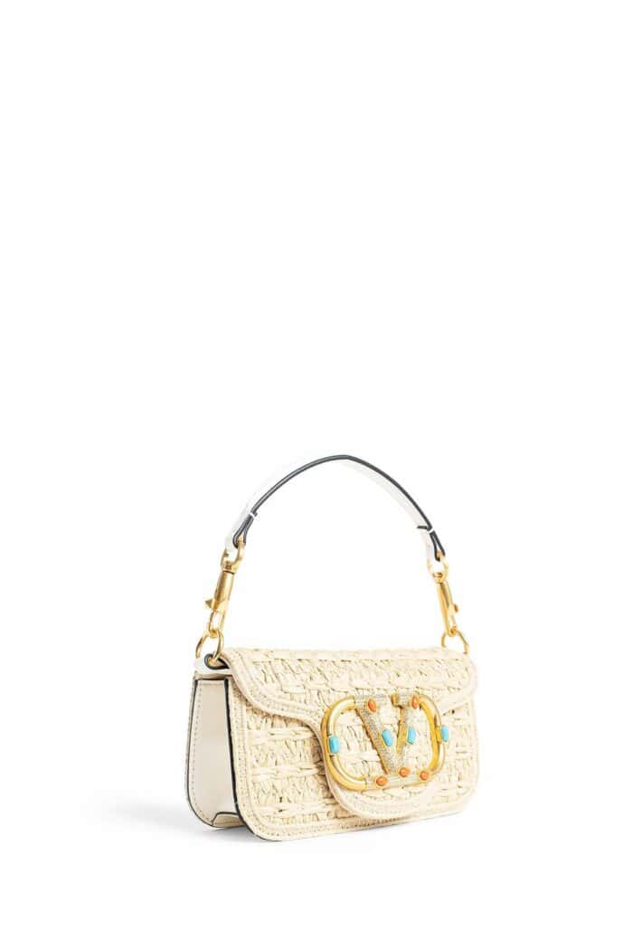 VALENTINO Small Loc Raffia And Jewel Shoulder Bag