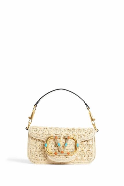 VALENTINO Small Loc Raffia And Jewel Shoulder Bag