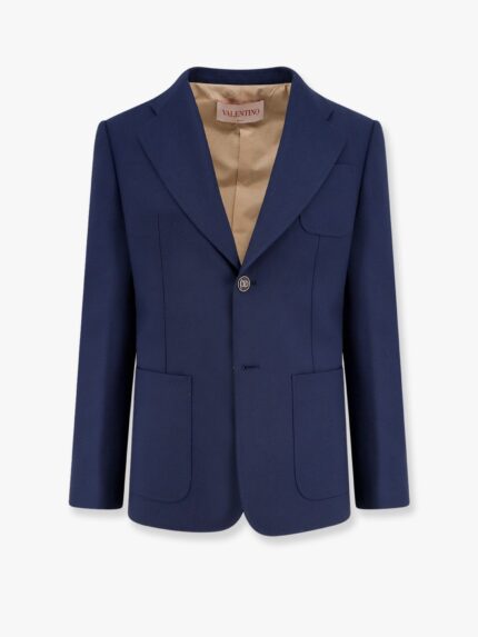 Valentino Virgin Wool Blazer With Logoed Buttons