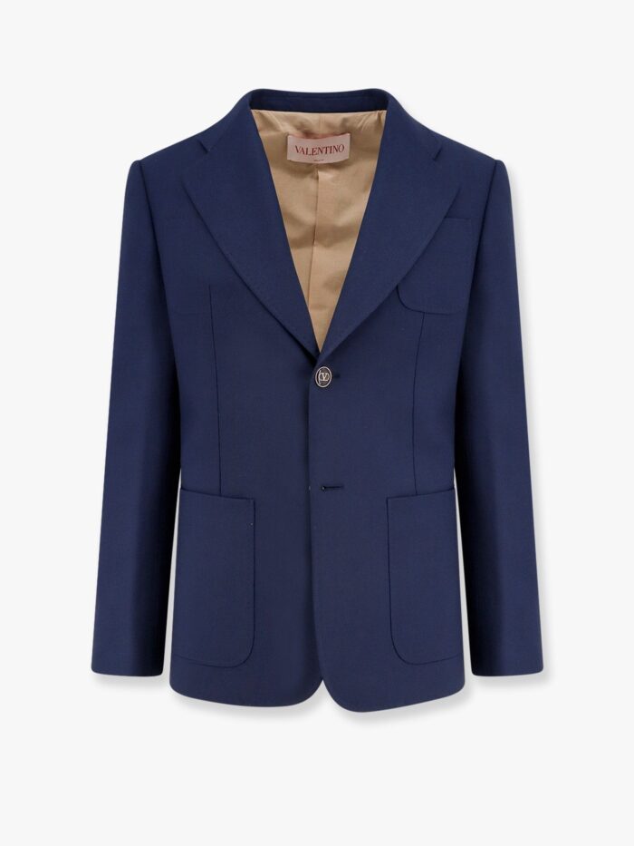 Valentino Virgin Wool Blazer With Logoed Buttons