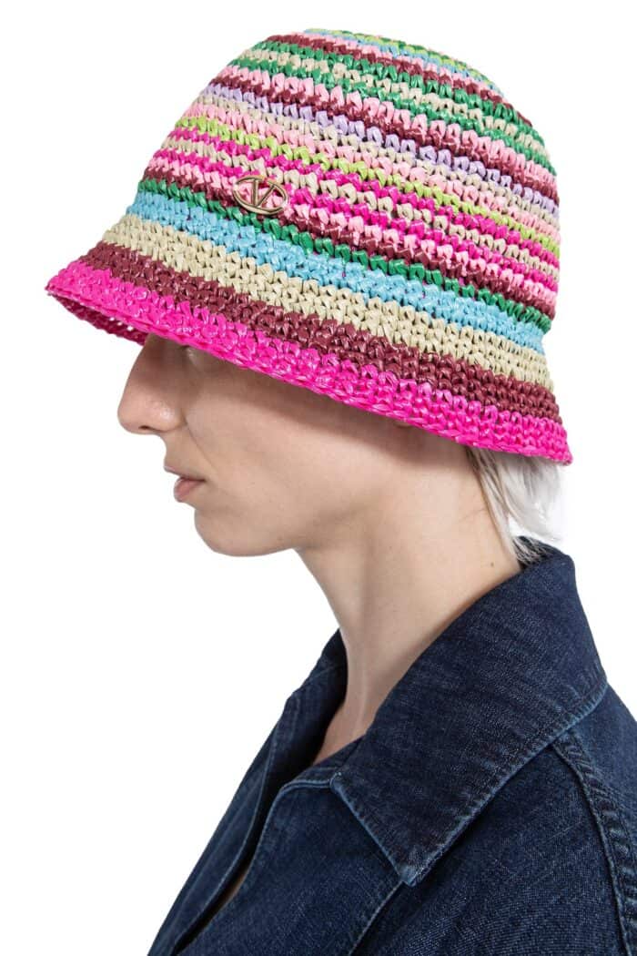 VALENTINO Vlogo Bucket Hat In Raffia