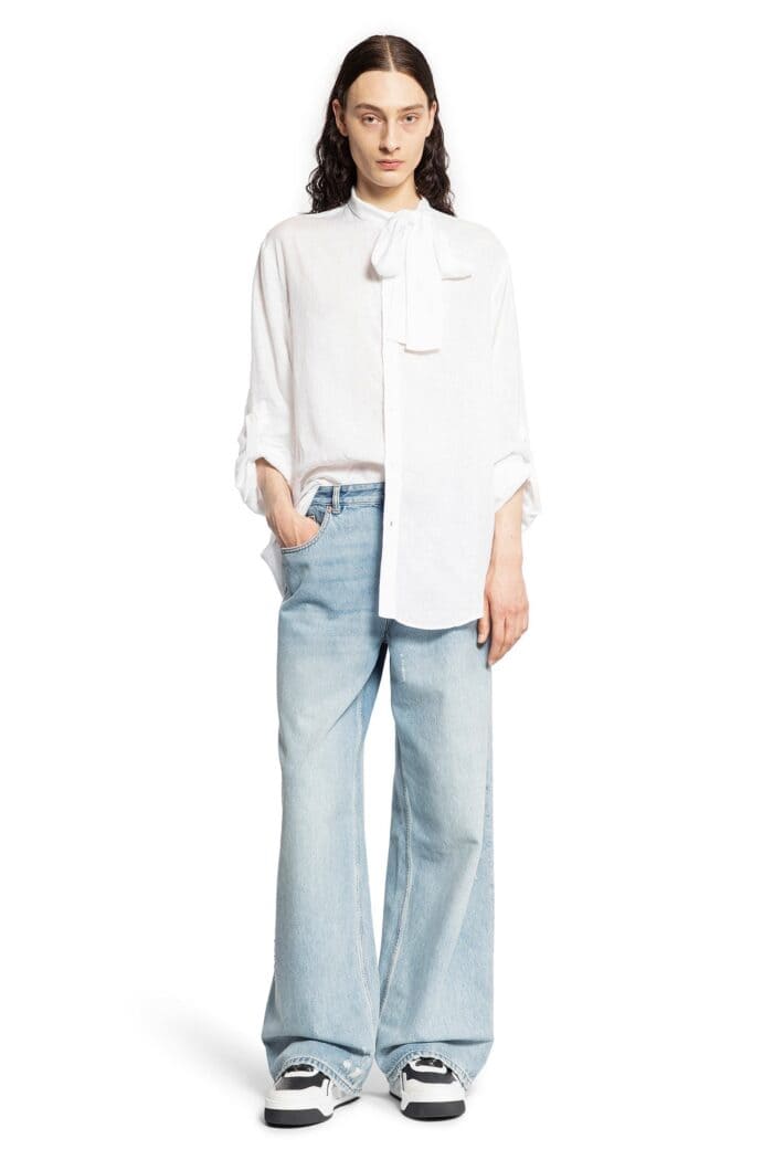 valentino vlogo scarf collar linen shirt VALENTINO Vlogo Scarf Collar Linen Shirt