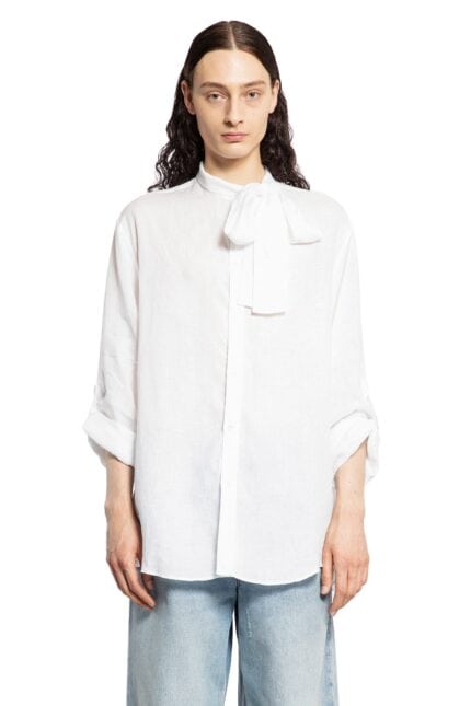 VALENTINO Vlogo Scarf Collar Linen Shirt