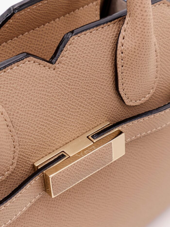 VALEXTRA Leather Handbag With Frontal Walker And Strap
