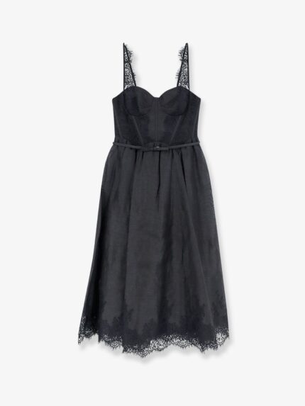 ZIMMERMANN Valiant Midi Dress In Linen And Silk Blend