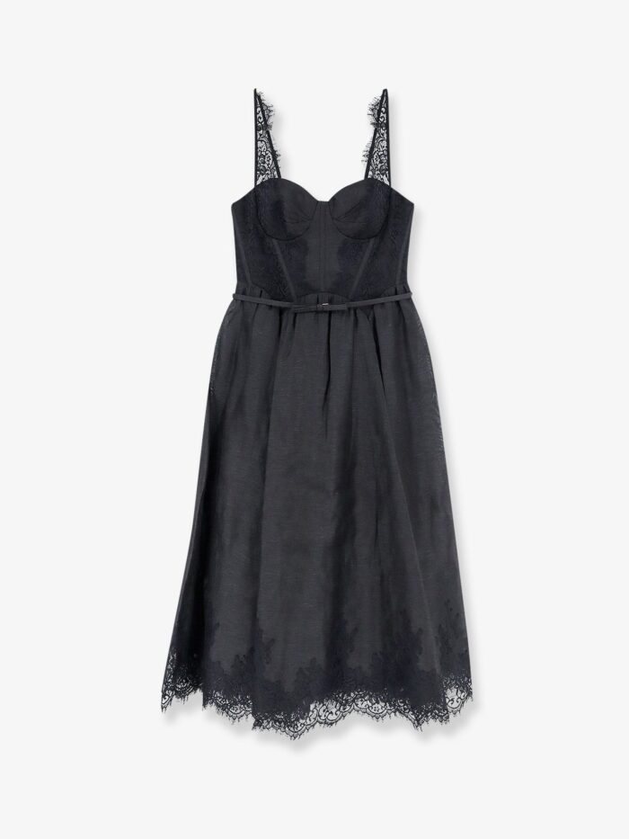 zimmermann valiant midi dress in linen and silk blend ZIMMERMANN Valiant Midi Dress In Linen And Silk Blend