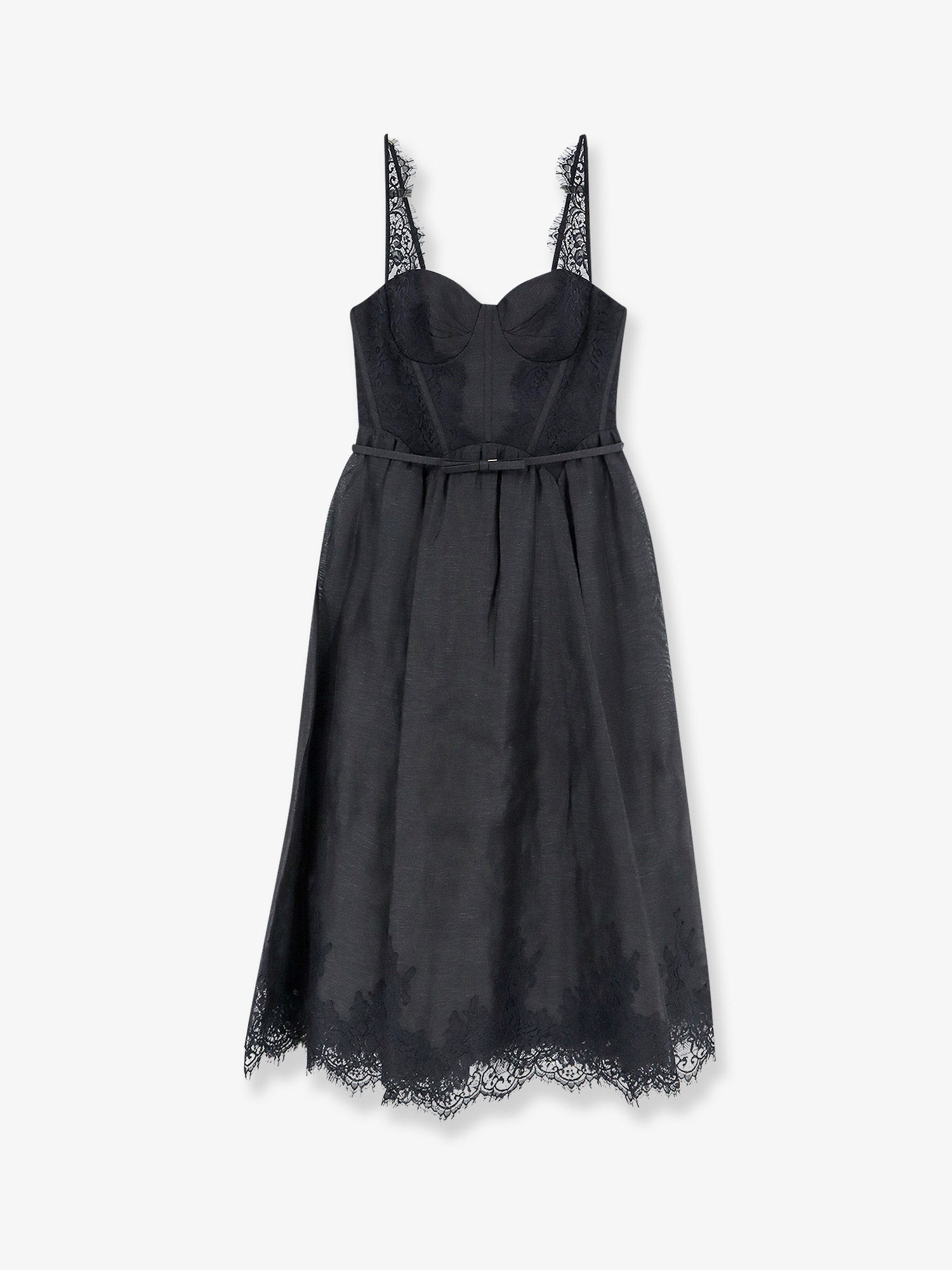ZIMMERMANN Valiant Midi Dress In Linen And Silk Blend