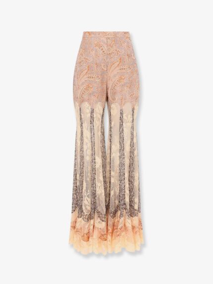 ZIMMERMANN Valiant Panelled Flare Silk Trousers