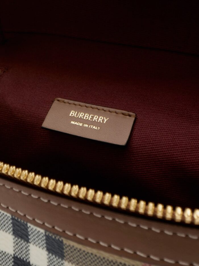 Burberry Vanity Mini Coated Canvas Handbag With Check Motif