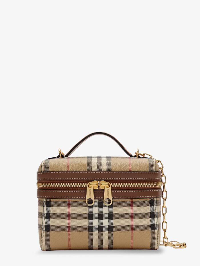 burberry vanity mini coated canvas handbag with check motif Burberry Vanity Mini Coated Canvas Handbag With Check Motif