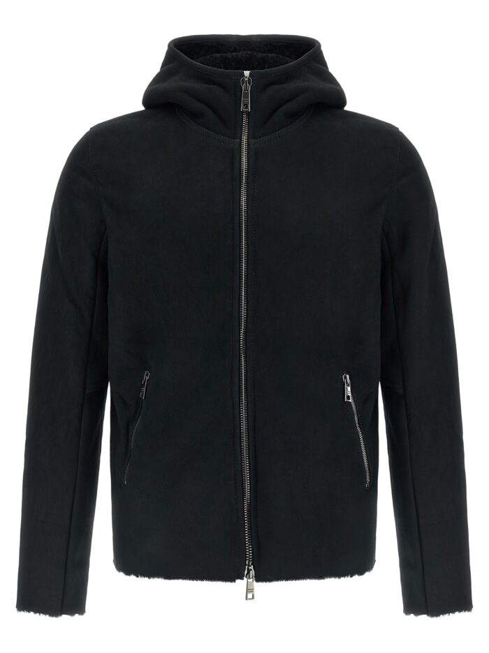 giorgio brato velour leather hoodie GIORGIO BRATO Velour Leather Hoodie