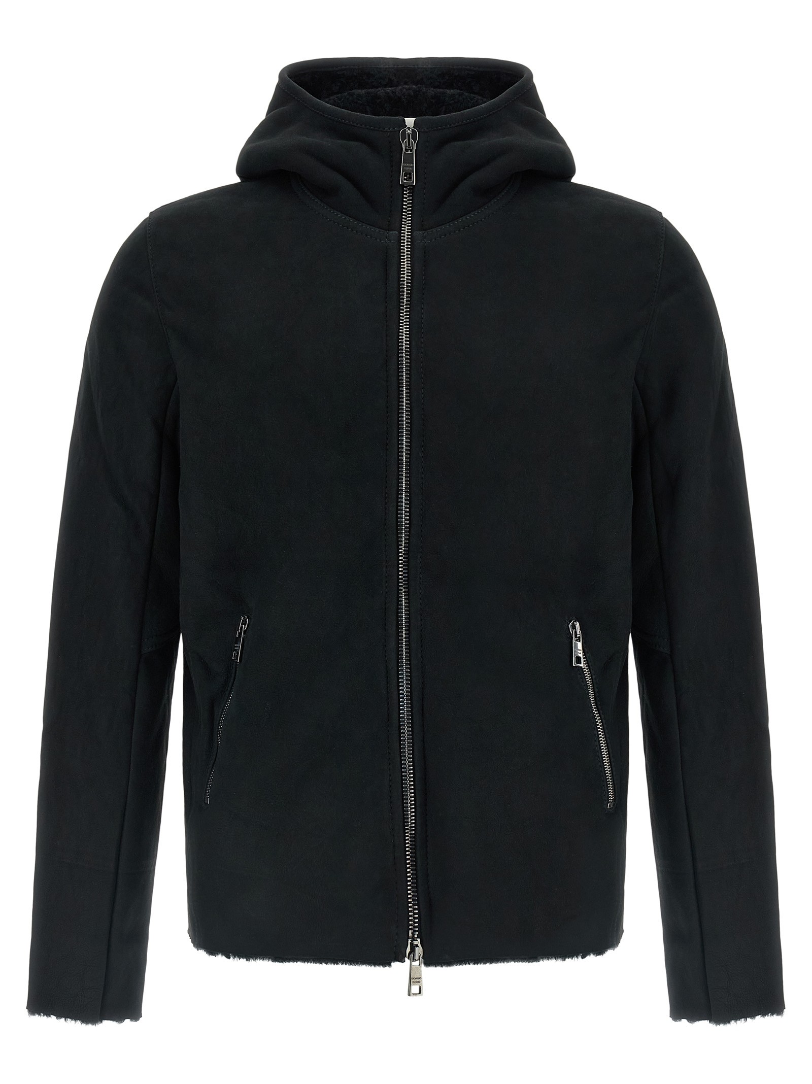 GIORGIO BRATO Velour Leather Hoodie