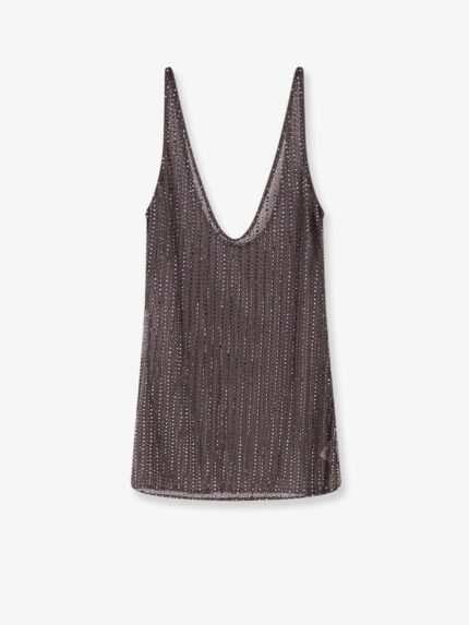 VENUJA Crystal Short Dress With All-over Rhinestone Detail