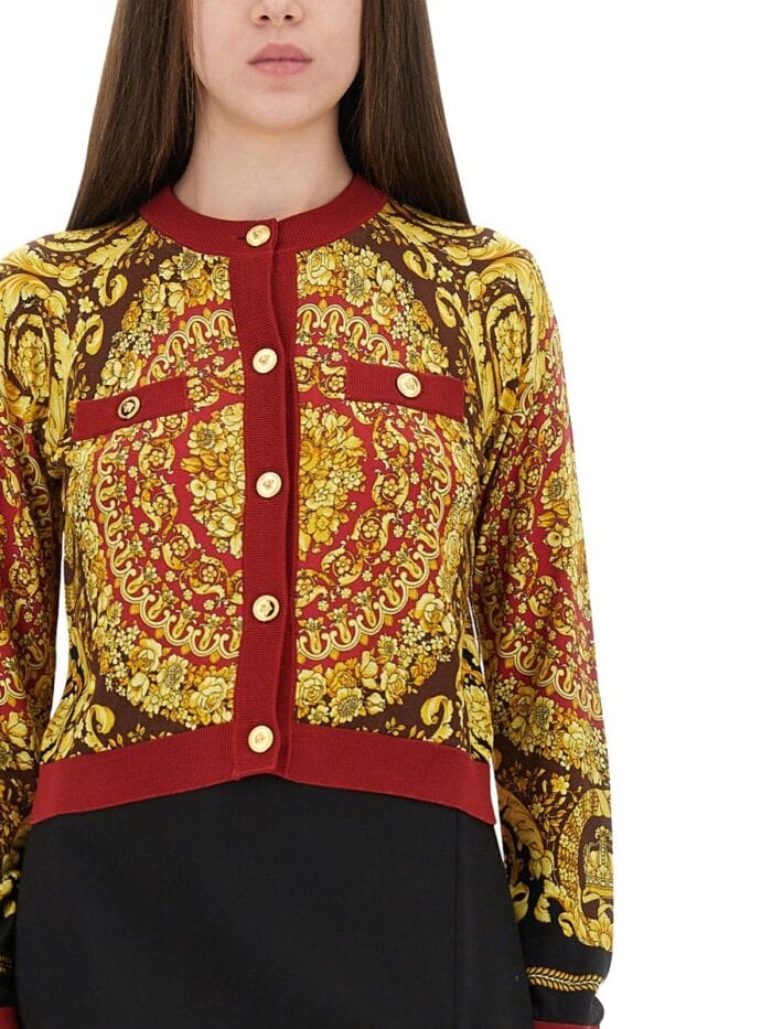 Versace BAROQUE SILK KNIT CARDIGAN