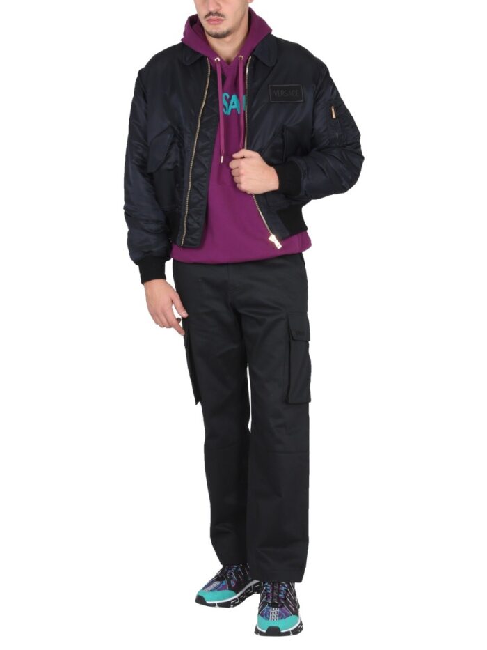 Versace BOMBER JACKET WITH APPLIED LOGO