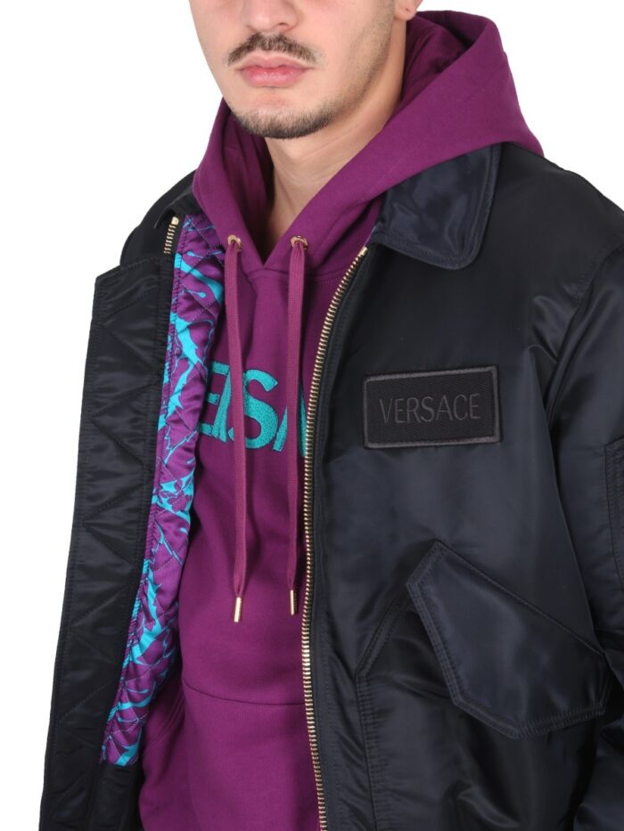 Versace BOMBER JACKET WITH APPLIED LOGO