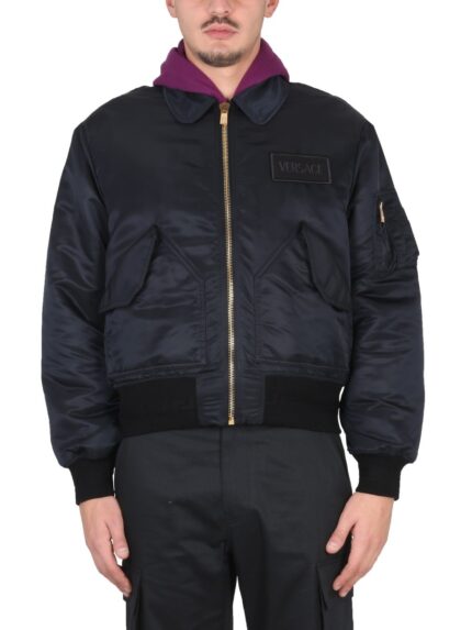 Versace BOMBER JACKET WITH APPLIED LOGO