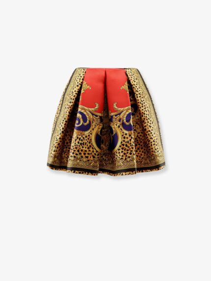 Versace Cheetah Barocco Silk Duchesse Skirt