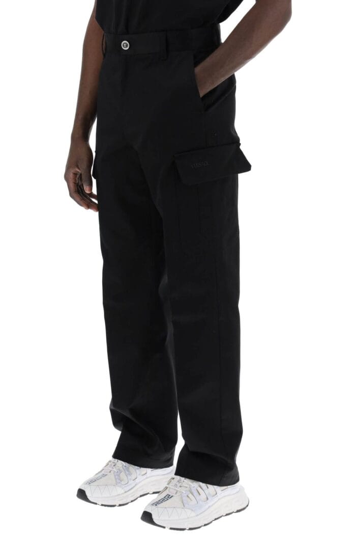 VERSACE Cotton Gabardine Cargo Pants In