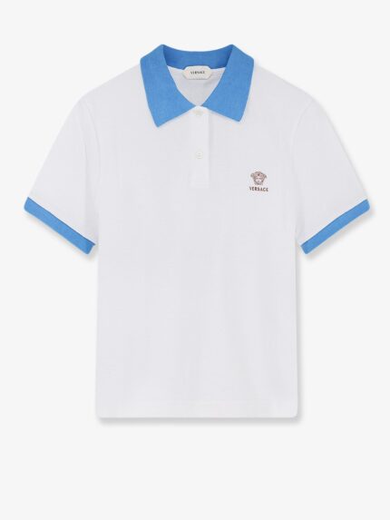 Versace Cotton Polo Shirt With Medusa Embroidery