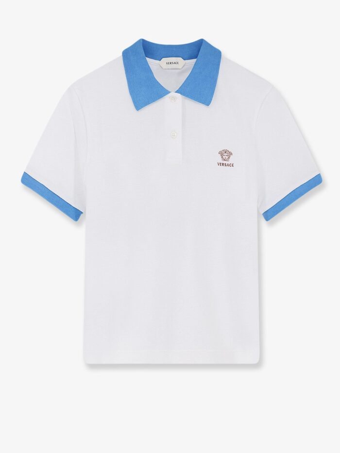 Versace Cotton Polo Shirt With Medusa Embroidery