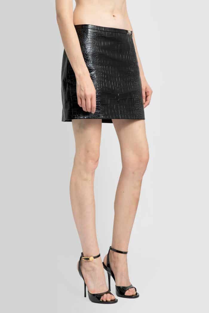 VERSACE Croc-effect Leather Mini Skirt