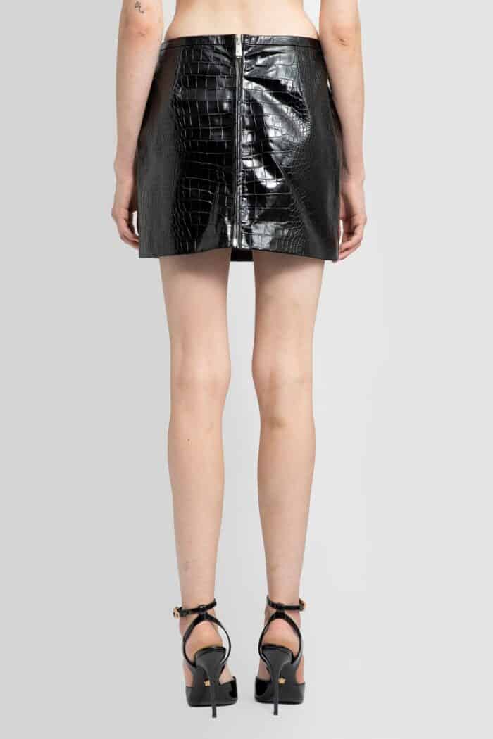 VERSACE Croc-effect Leather Mini Skirt