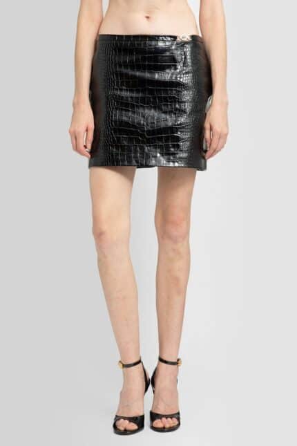 VERSACE Croc-effect Leather Mini Skirt