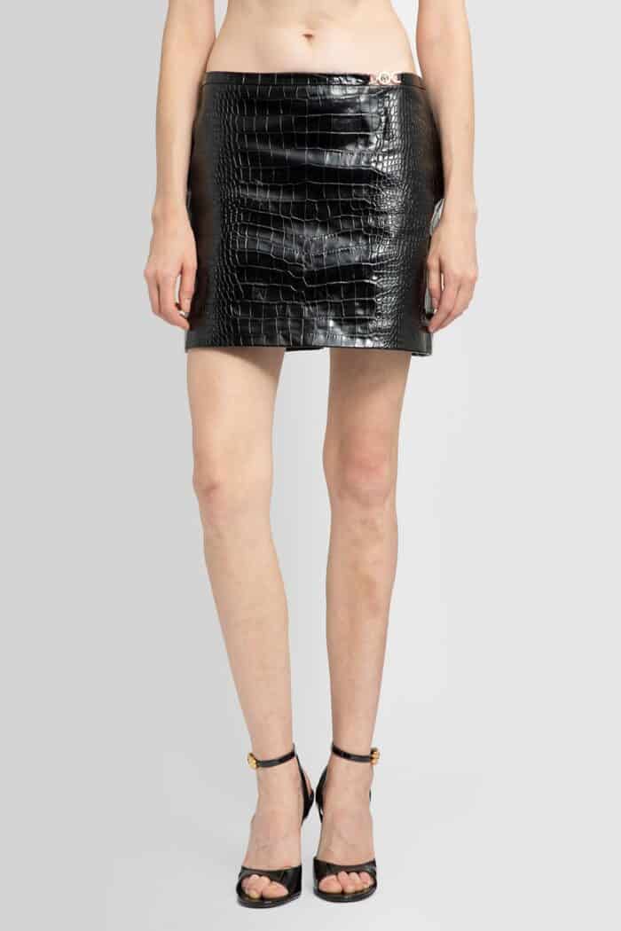 VERSACE Croc-effect Leather Mini Skirt