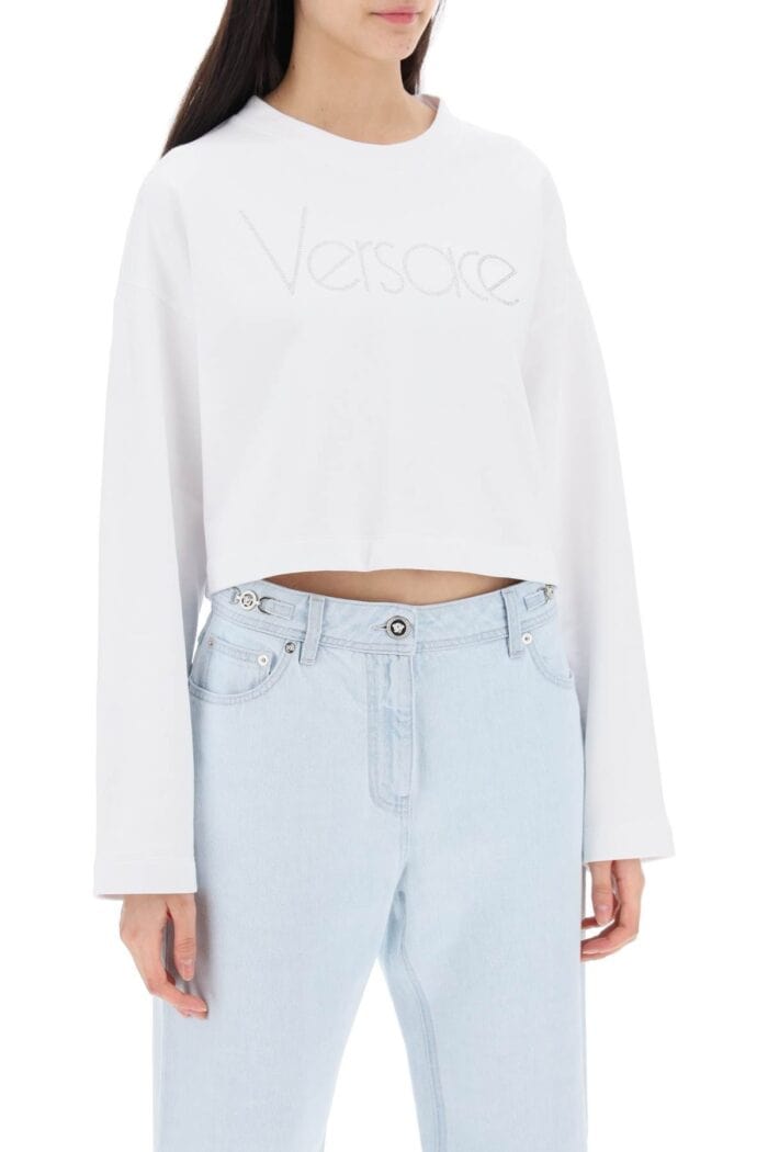 VERSACE "cropped Sweatshirt With Rhinestone