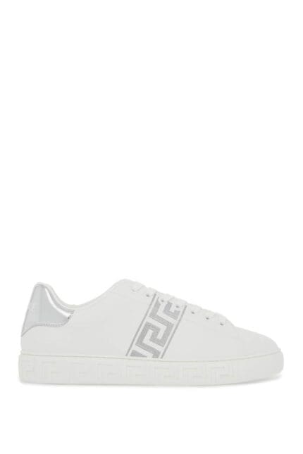 VERSACE Embroidered Greek Pattern Sneakers In