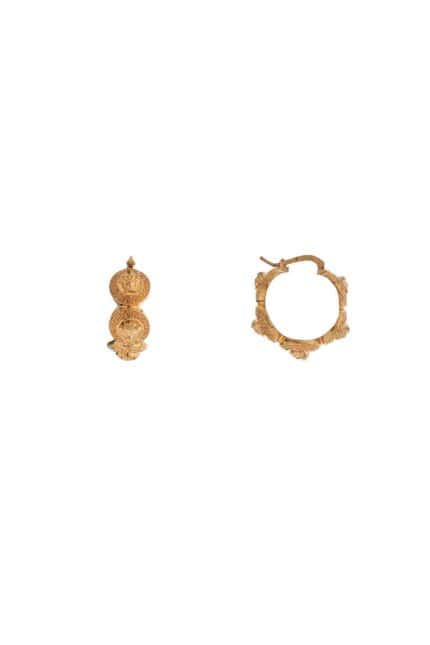 VERSACE Geometric Metal Hoop Earrings Tribute Gold