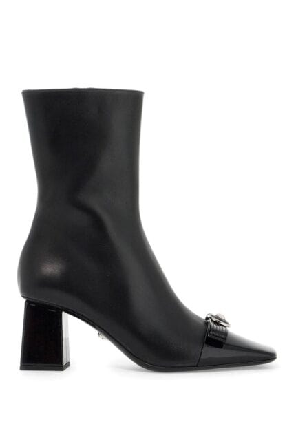 VERSACE Gianni Ribbon Leather Ankle Boots With