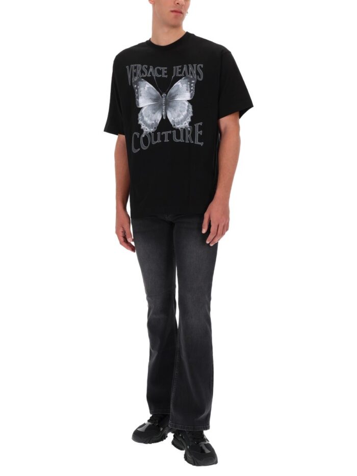 versace jeans couture butterfly logo t shirt Versace Jeans Couture BUTTERFLY LOGO T-SHIRT