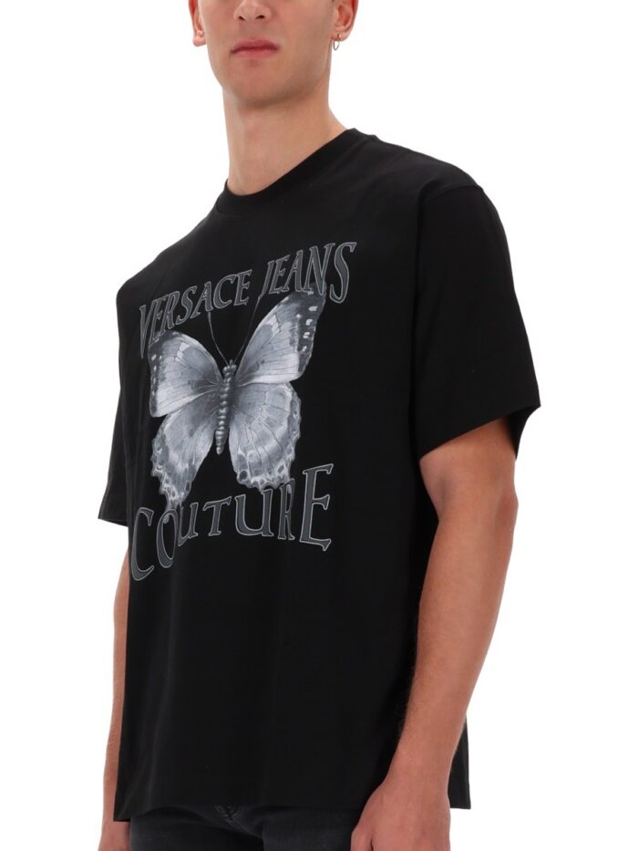 versace jeans couture butterfly logo t shirt Versace Jeans Couture BUTTERFLY LOGO T-SHIRT