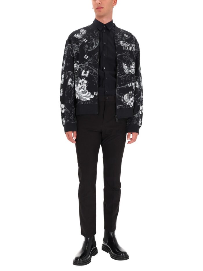 versace jeans couture cotton fleece bomber jacket Versace Jeans Couture COTTON FLEECE BOMBER JACKET