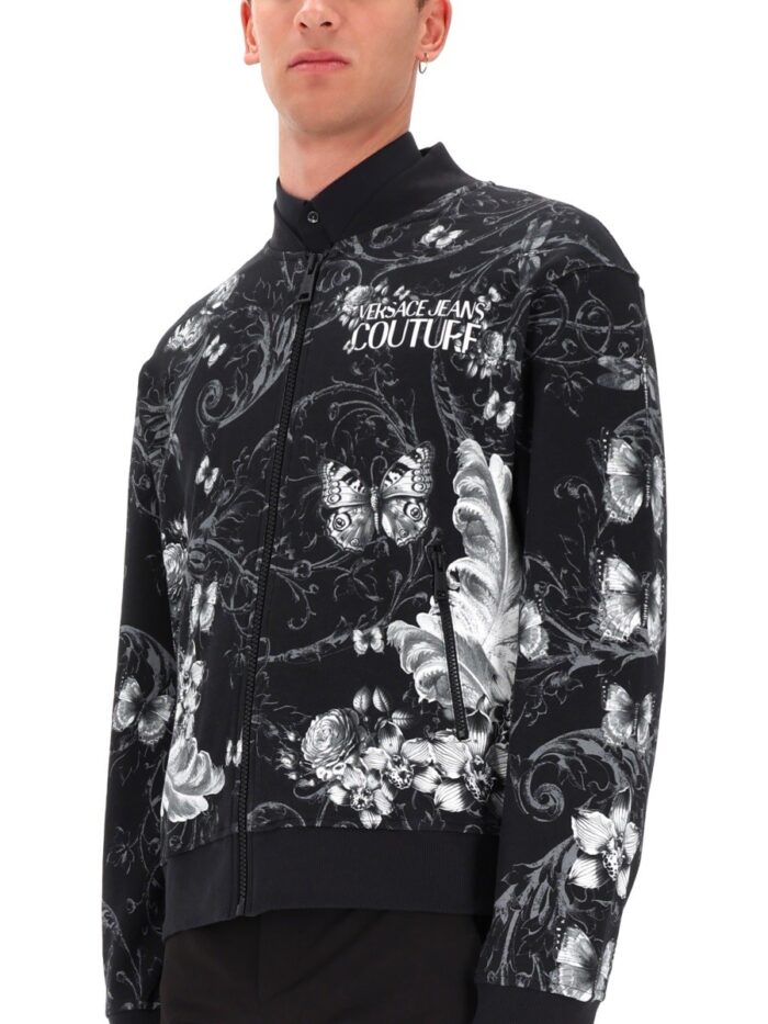 versace jeans couture cotton fleece bomber jacket Versace Jeans Couture COTTON FLEECE BOMBER JACKET