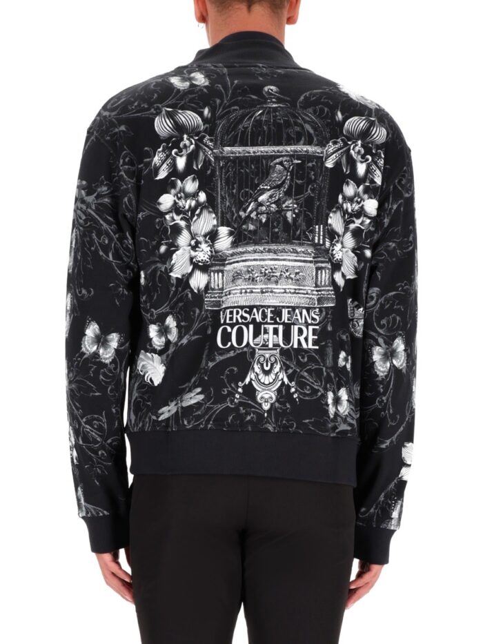 versace jeans couture cotton fleece bomber jacket Versace Jeans Couture COTTON FLEECE BOMBER JACKET