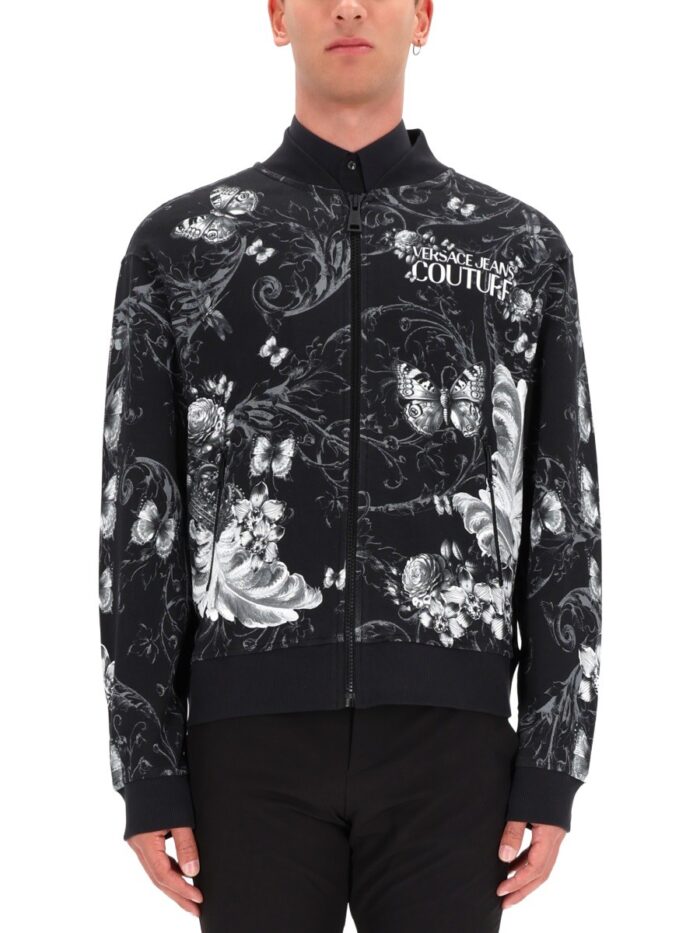 versace jeans couture cotton fleece bomber jacket Versace Jeans Couture COTTON FLEECE BOMBER JACKET