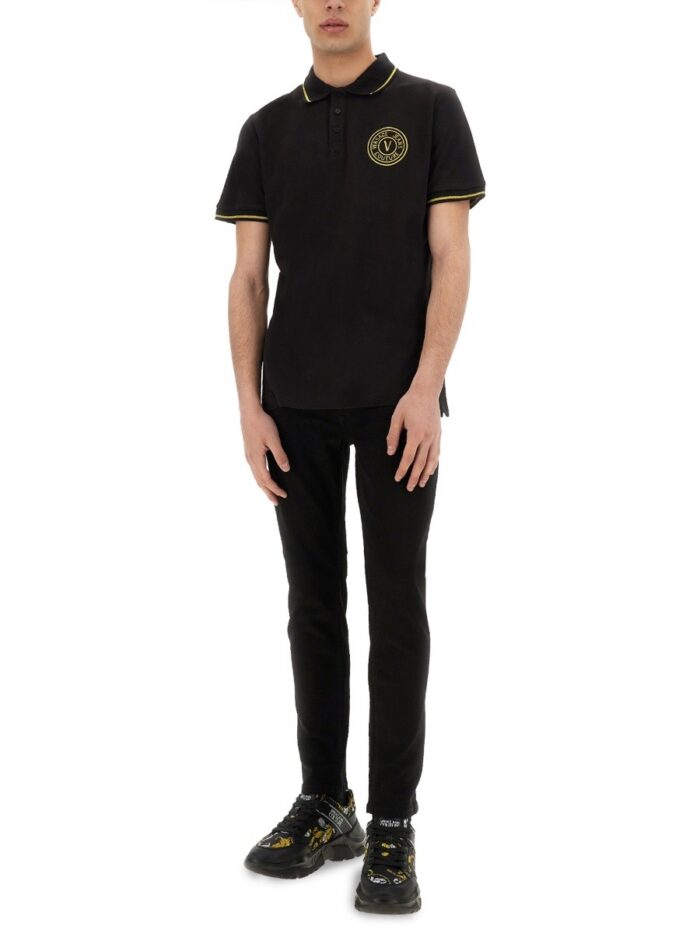 Versace Jeans Couture COTTON POLO SHIRT WITH V-EMBLEM