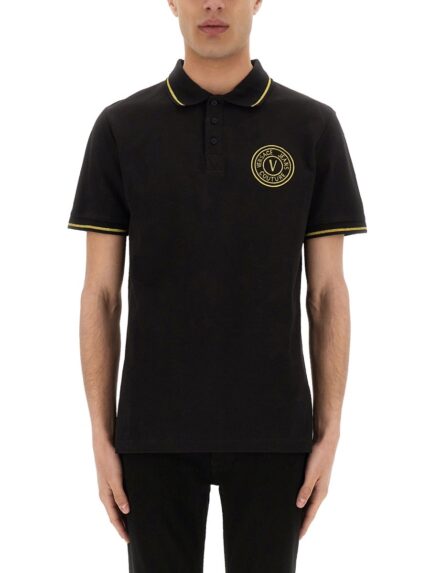 Versace Jeans Couture COTTON POLO SHIRT WITH V-EMBLEM