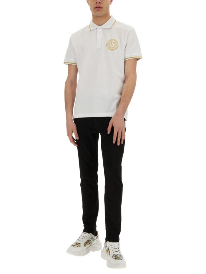 Versace Jeans Couture COTTON POLO SHIRT WITH V-EMBLEM