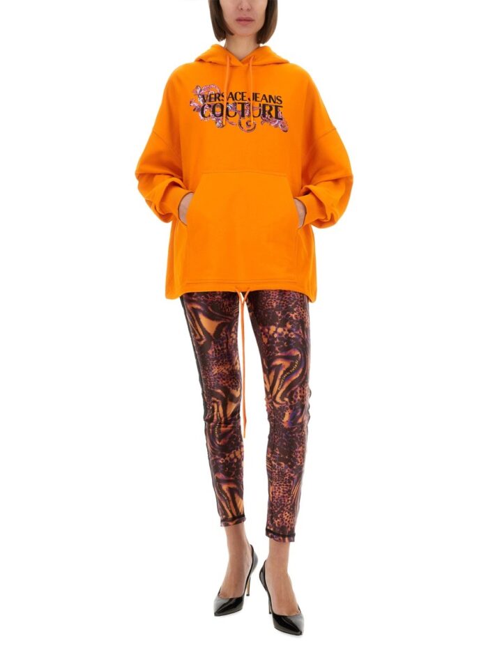 Versace Jeans Couture HOODIE WITH LOGO AND CRYSTALS
