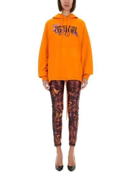Versace Jeans Couture HOODIE WITH LOGO AND CRYSTALS