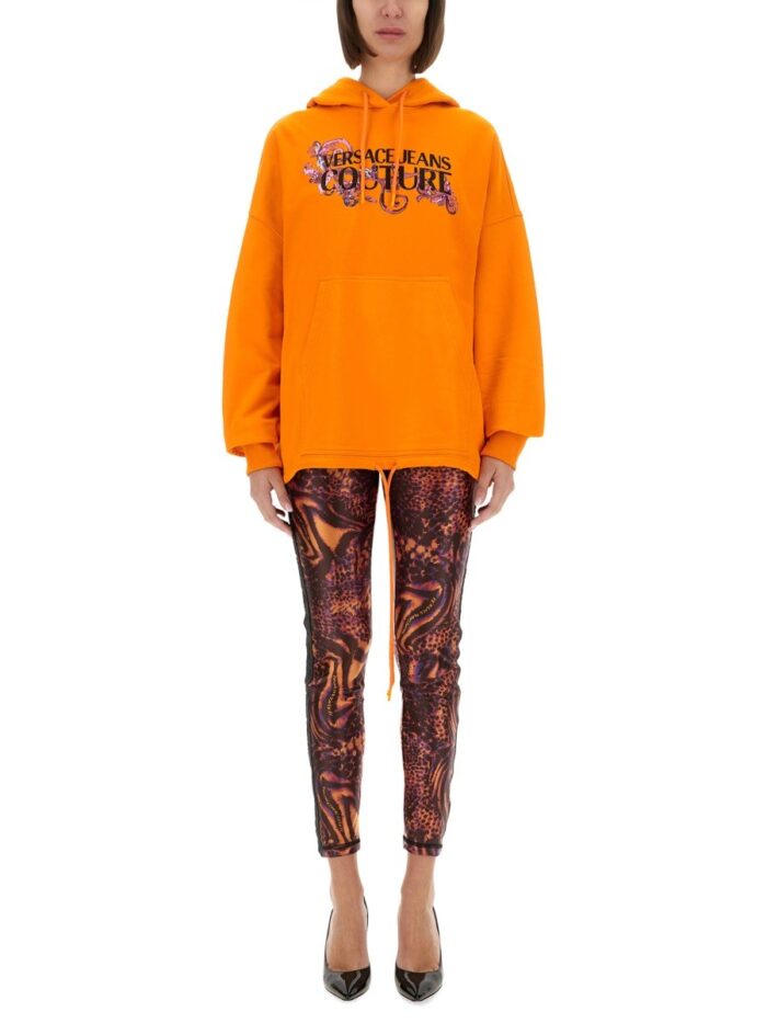 Versace Jeans Couture HOODIE WITH LOGO AND CRYSTALS