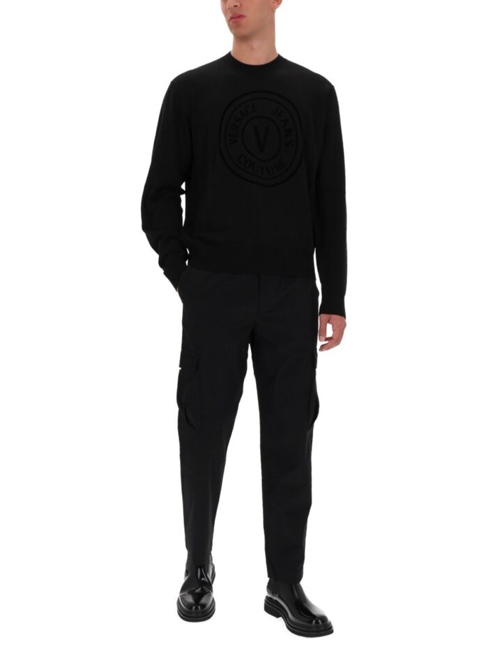 versace jeans couture jersey with v emblem Versace Jeans Couture JERSEY WITH V-EMBLEM