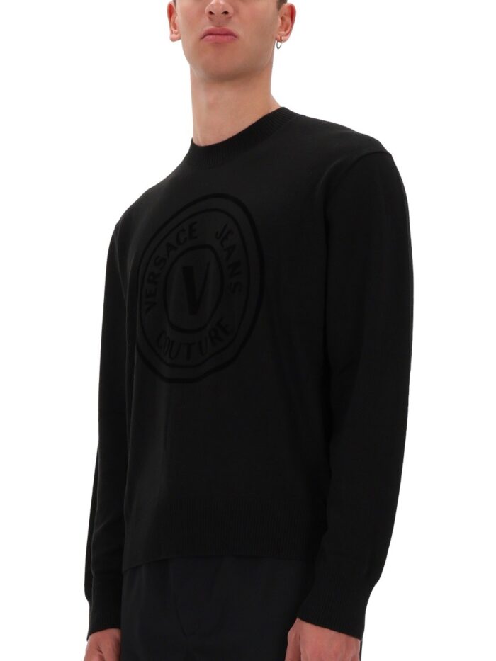 versace jeans couture jersey with v emblem Versace Jeans Couture JERSEY WITH V-EMBLEM