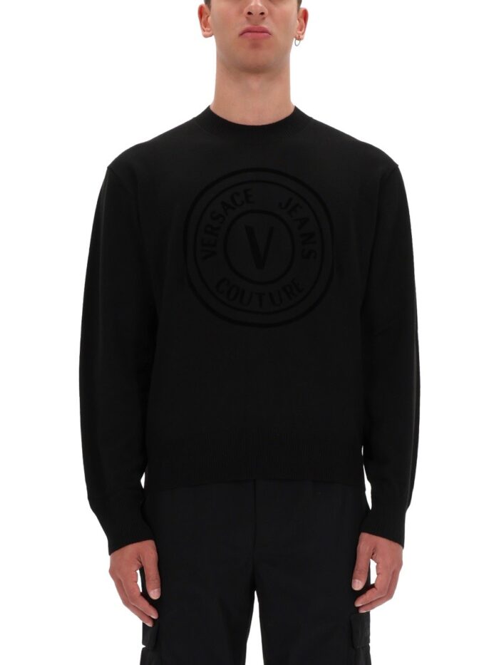 versace jeans couture jersey with v emblem Versace Jeans Couture JERSEY WITH V-EMBLEM