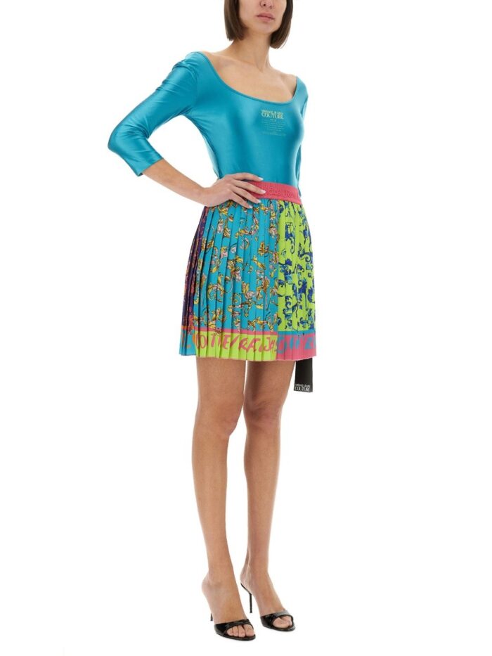 Versace Jeans Couture "OUTLINE BAROQUE" MINI PLEATED SKIRT